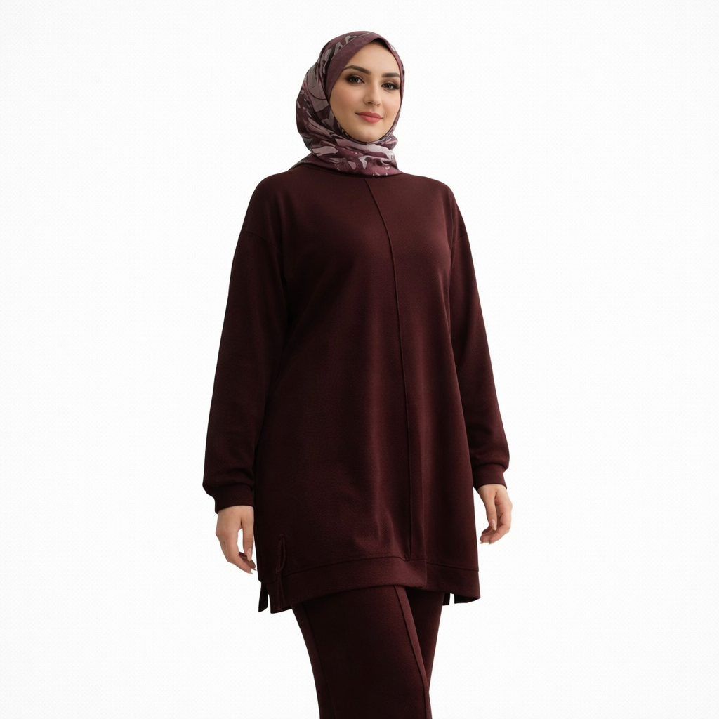 Bordo Tesettür Takım