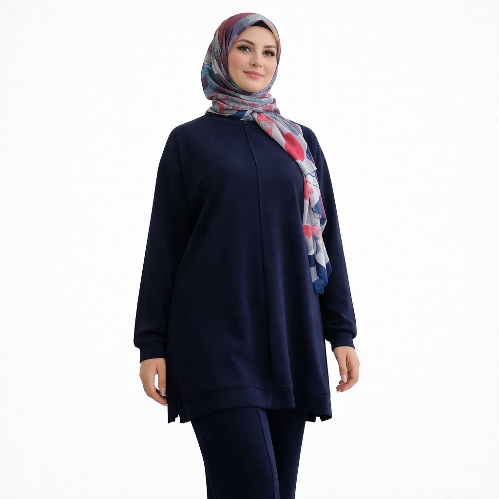 Lacivert Tesettür İkili Takım