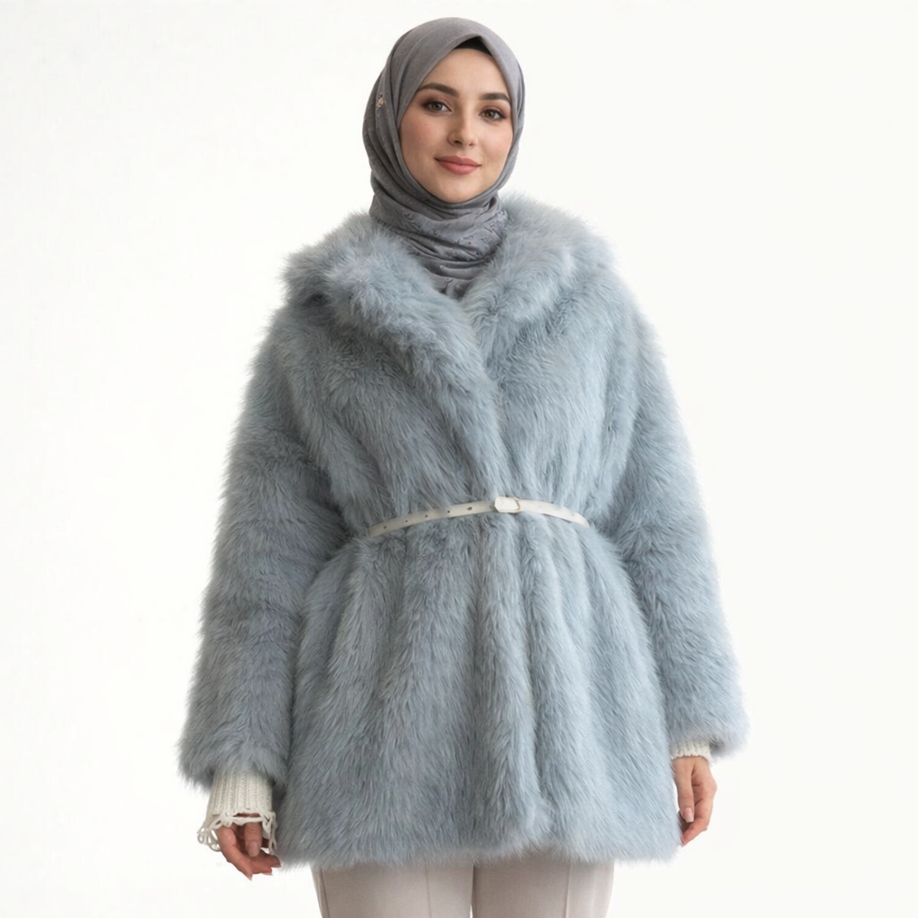 Soft Gri Peluş Kürk Ceket