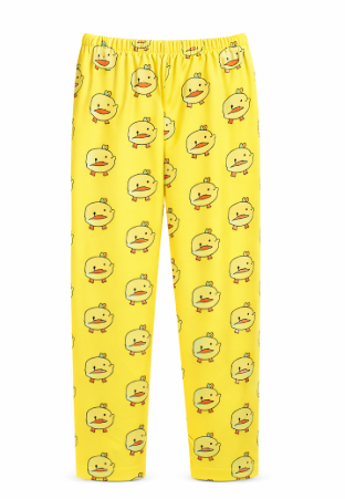 Sarı Sevimli Ördek Desenli Lastik Bel Kadın Pijama Altı