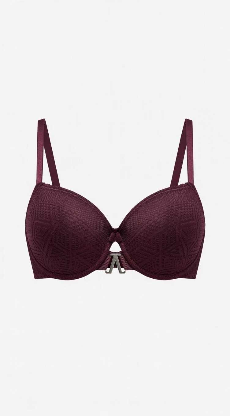 Lenin Lingerie Bordo Dantelli Push-Up Sütyen (Azot Testli, Kimyasal Boya İçermez)