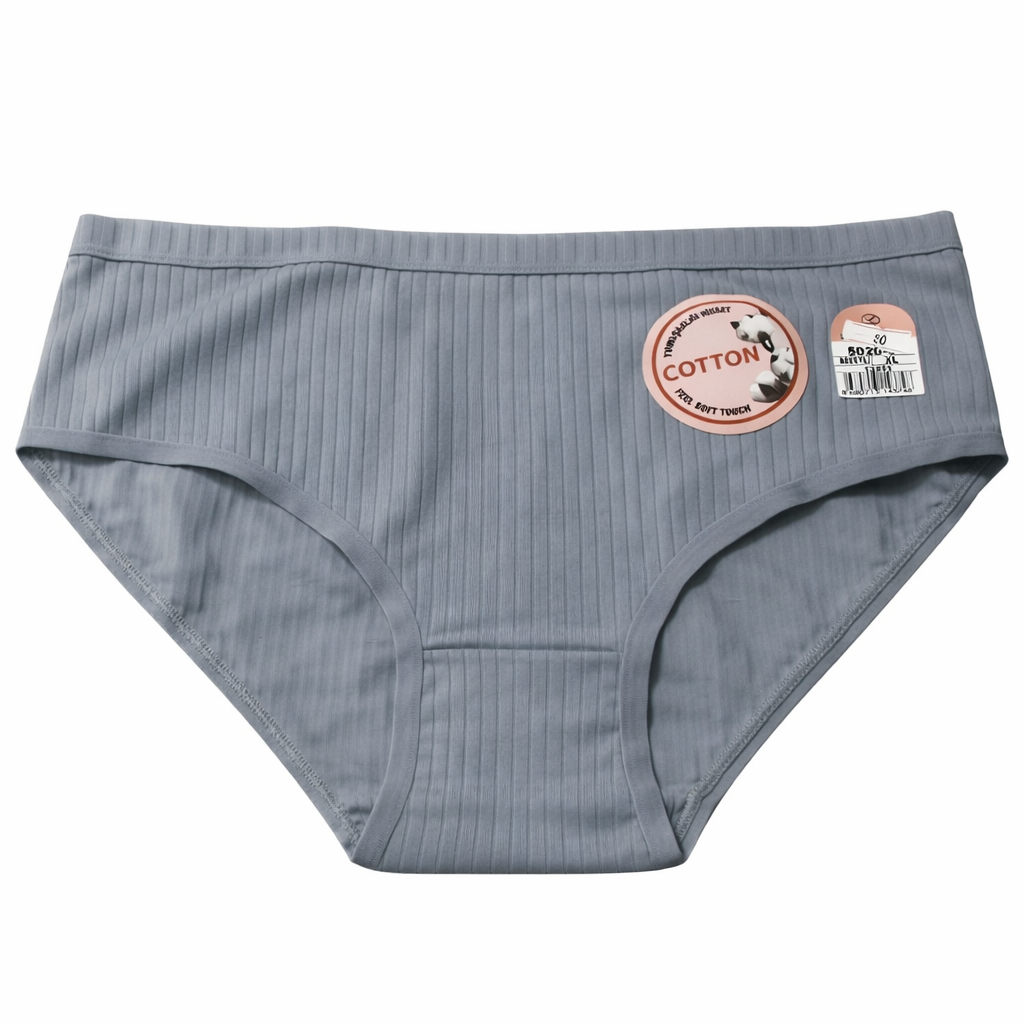 Kadın Koton Külot – Ribanalı Pamuklu Slip (XL) Gri