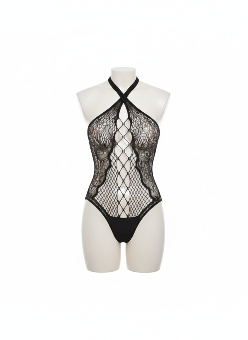 Best UMT Sexy Beauty Halter Neck Fishnet Bodystocking