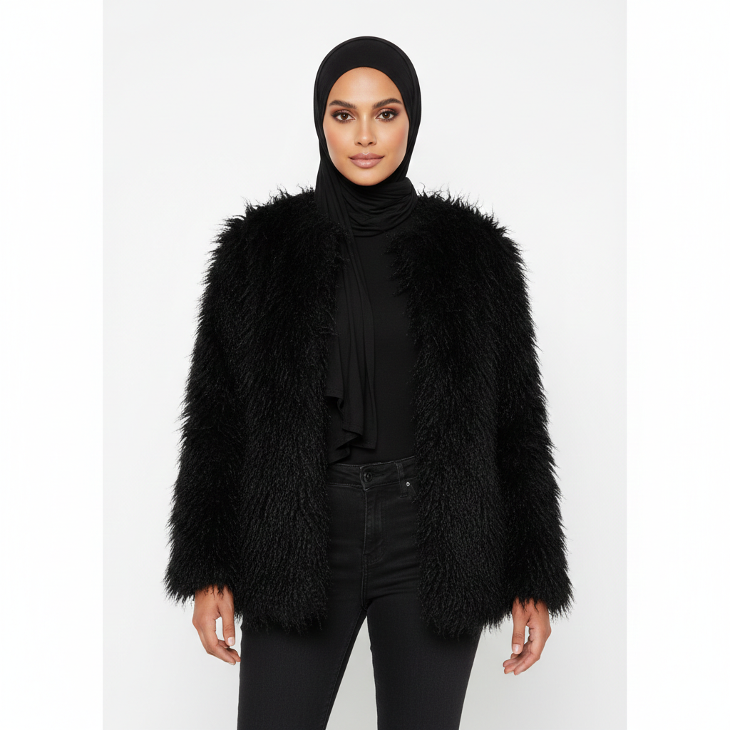 Siyah  Uzun Lolita Kürk  Kaban