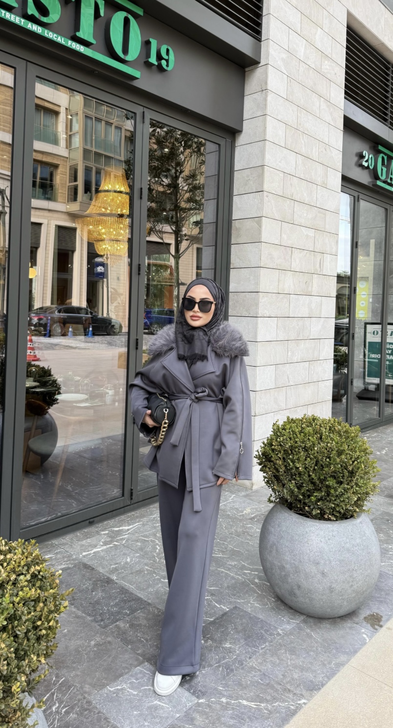 Joan Kürk Detaylı Scuba Takım Gri